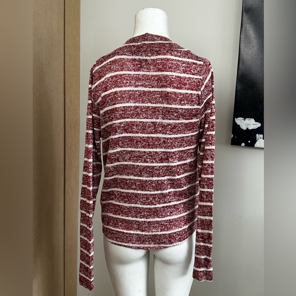 Striped Burgundy Drape Top - Picture 3 of 5